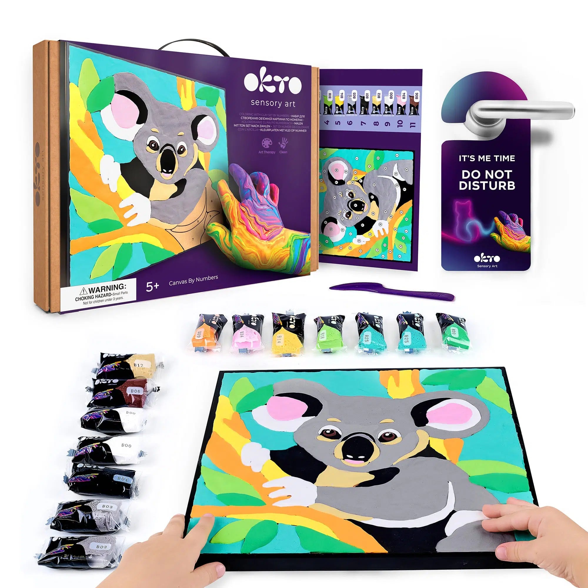 Coloring with Clay Set by Numbers 29x29cm - Koala – Okto Clay