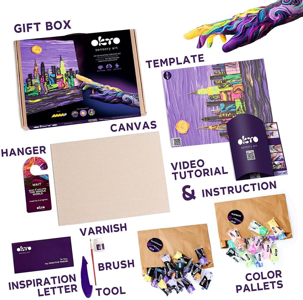 OKTO 3D New York Skyline DIY Set 30x40cm - Lufttrocknender Ton Kunstprojekt